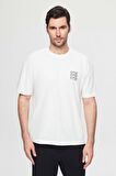Oversize Beyaz Baskılı %100 Pamuk T-shirt 2EC14ORT05212
