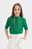 DeFacto Kız Çocuk Crop Polo Yaka Triko Kazak C5369A824SMGN319