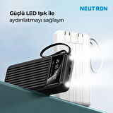 Powerbank 20000 mAh 2.1A Hızlı Dahili Çoklu Kablolu Taşınabilir Şarj Cihazı -Siyah - NTL-PB-23N4
