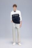 DeFacto Relax Fit Dik Yaka Yarım Fermuarlı Baskılı Kalın Sweatshirt D2169AX24AUER139