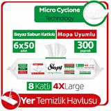 Sleepy Easy Clean Beyaz Sabun Katkılı Mopa Uyumlu Yer Temizlik Havlusu&Mendili 6x50 (300 Yaprak)