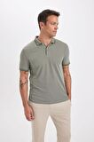 Slim Fit Kıvrılmaz Polo Yaka Kol Bantlı Pamuklu Tişört