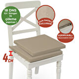 Xpermate Fermuarlı 2'li Sandalye Minderi Su İtici Kumaş 40x40Cm Sünger Sandalye Minderi Bağcıklı Bej