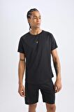 DeFactoFit Hızlı Kuruyan Slim Fit Dar Kesim Bisiklet Yaka Baskılı Sporcu Kısa Kollu Tişört V2887AZ25SPBK81