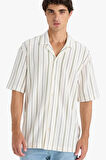 DeFacto Relax Fit Apaş Yaka Kısa Kollu Çizgili Gömlek D7315AX25SPER83