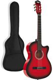 Midex CG-395RD Kırmızı Renk Kesik Klasik Gitar 4/4 Yetişkin Boy Sap Ayarlı Full Set