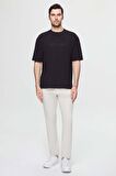 Oversize Siyah Baskılı %100 Pamuk T-shirt 2EC14ORT05211