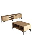 Mezza Set 1596-2086 Aurora 180 Cm Metal Ayaklı Tv Ünitesi + Aurora Orta Sehpa - Sepet Rengi