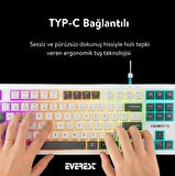 Everest KB-98 SILENT TKL Beyaz/Gri Mavi Rainbow Q Membrane Klavye