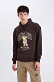 DeFacto Boxy Fit Kapüşonlu Baskılı Sweatshirt D0853AX24AUBN337