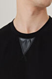 Erkek Siyah Standart Fit Normal Kesim Bisiklet Yaka Sweatshirt
