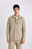 DeFacto Regular Fit Polo Yaka Çıtçıt Kapamalı Cepli Teknik Gömlek Ceket B7396AX24SPBG769
