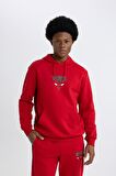 DeFactoFit NBA Chicago Bulls Standart Fit Kapüşonlu Cepli Sweatshirt B3884AX24SPBR244