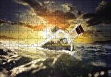 Cakapuzzle  Deniz Gün Batımı Şişe Puzzle Yapboz MDF Ahşap