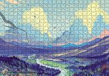Cakapuzzle  Ebruli Doğası Akarsu Ova Puzzle Yapboz MDF Ahşap