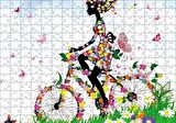 Cakapuzzle  Kelebekler Bisikletli Kız Puzzle Yapboz MDF Ahşap