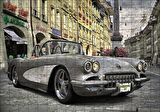 Cakapuzzle  1958 Vintage Corvette Otomobil Puzzle Yapboz MDF Ahşap