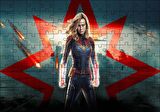 Cakapuzzle  Captain Marvel ve Yıldız Puzzle Yapboz MDF Ahşap