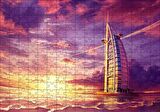 Cakapuzzle  Dubai Burj Al Arab Günbatımı ve Mor Gökler Puzzle Yapboz MDF Ahşap