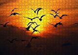 Cakapuzzle  Günbatımı Kuşlar Silüet Puzzle Yapboz MDF Ahşap