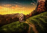 Cakapuzzle  İsviçre Orman Manzaralı Dağ Evi Puzzle Yapboz MDF Ahşap
