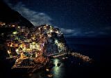 Cakapuzzle  İtalya Manarola Sahil Kasabası Gece Manzarası Puzzle Yapboz MDF Ahşap