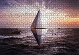 Cakapuzzle  Günbatımı Deniz Kristal Üçgen 3D Puzzle Yapboz MDF Ahşap