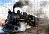 Cakapuzzle  Buharlı Kara Tren ve Dumanları Puzzle Yapboz MDF Ahşap