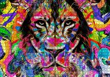 Cakapuzzle  Modern Sanat Rekli Boyama Aslan Figür Puzzle Yapboz MDF Ahşap