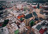 Cakapuzzle  Şehir ve Renkli Çatılar Kuş Bakışı Görünüm Puzzle Yapboz MDF Ahşap