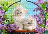 Cakapuzzle  Çiçek Ve Sevimli Kediler Puzzle Yapboz MDF Ahşap