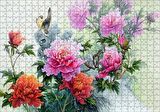 Cakapuzzle  Şakayık Çiçeği Ve Kuşlar Puzzle Yapboz MDF Ahşap
