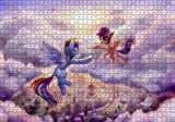 Cakapuzzle  Bulutların Üzerinde İki Midilli Şehrin Üzerinde Görsel Puzzle Yapboz MDF Ahşap