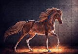 Cakapuzzle  Dijital Sanat Kahverengi At Görseli Puzzle Yapboz MDF Ahşap
