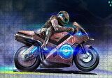 Cakapuzzle  Parıltılı Motosiklet Eskizi Görseli Puzzle Yapboz MDF Ahşap