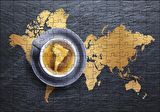 Cakapuzzle Kahve Köpüğünden Dünya Haritası ve Fincanda Güney Amerika Puzzle Yapboz MDF Ahşap