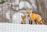 Cakapuzzle Karlar Üzerinde Kutup Tilkisi ve Yavrusu Puzzle Yapboz MDF Ahşap