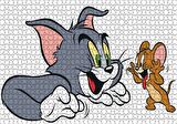 Cakapuzzle Tom ve Jerry Beyaz Arka Plan Puzzle Yapboz MDF Ahşap