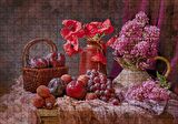 Cakapuzzle Vazolarda Sümbül ve Gelincikler Sepette Taze Meyveler Puzzle Yapboz MDF Ahşap