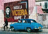 Cakapuzzle Küba'da Che Guevara Duvar Boyama ve Mavi Klasik Araba Puzzle Yapboz MDF Ahşap