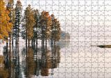 Cakapuzzle Durgun Gölde Ağaçlar Sisli Arka Plan Puzzle Yapboz MDF Ahşap