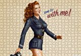 Cakapuzzle Come Fly With Me Stil Pin Up Kızı Görseli Puzzle Yapboz MDF Ahşap