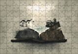 Cakapuzzle Fantastik Kitap Sayfaları Üstünde Eski Evler Puzzle Yapboz MDF Ahşap