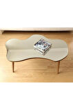 Fawdecor Aynalı Masif Ahşap Orta Sehpa - 120 X 75 Cm Ebatında Modern Cam Tablalı Ahşap Orta Sehpa