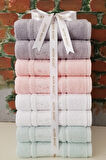 Camellia Havlu 8 Adet- Beyaz Pembe Mint Gri