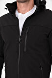 Camp457 Outdoor Softshell Su Ve Rüzgara Dayanıklı İçi Polarlı Seyyar Kapşonlu Erkek Taktik Mont