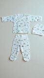 3 LÜ BEBEK ZIBIN TAKIMI 0-3 AY %100 PAMUK KENDİNDEN ELDİVENLİ ŞİRİN DESENLİ