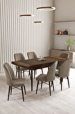Vien Barok Desen 80 X 132 Açılabilir MDF Mutfak Masası 6  Sandalye