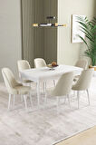Lara Barok Desen 80 X 132 Açılabilir MDF Mutfak Masası 6  Sandalye