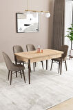 Fonza Meşe Desen 80x132 MDF Açılabilir Mutfak Masası Takımı 4  Sandalye